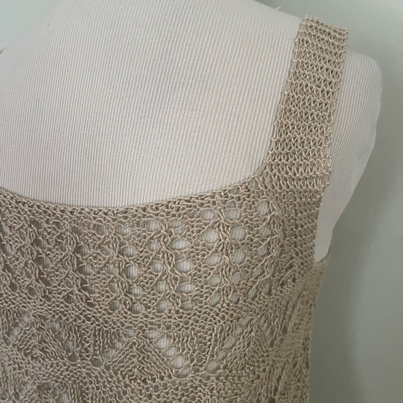 Vintage Crocheted Beige Sweater Vest Sz: S - Picture 7 of 8